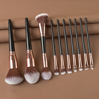 DailyQueen Ensemble de pinceaux de maquillage cosmétique végétalien professionnel noir doux 10 pièces Kit de fard à paupières avec échantillon gratuit Logo personnalisé