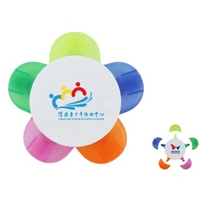 Bolis LY7365 Logotipo personalizado Cinco en uno Resaltador de 3 colores Pluma Dibujos animados Flor-Modelado Plástico Muestra de embalaje suelto disponible - Product Image 1