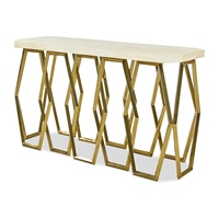Table console moderne avec base en métal et plateau en pierre de cristal pour les accents de salon ou les présentoirs décoratifs d'entrée