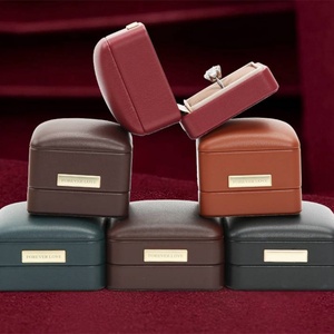 Custom <b>Match</b> <b>Boxes</b> for Jewelry Vintage High End Pu Leather Jewelry Box Microfiber Lining with Gold Metal Personalized Brand logo - Product Image 4