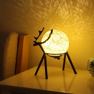 Креативный ночник с оленем и сном, ночник с Луной и звездами, настольная лампа для спальни, прикроватная настольная лампа