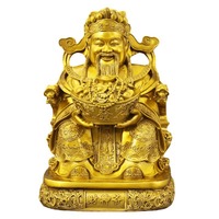 Figurine traditionnelle en laiton sculpté du Dieu de la Richesse, Ornement Feng Shui, Décoration d'intérieur, Entrée de salon, Cadeaux d'affaires