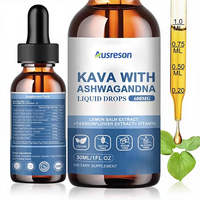Extrait liquide de racine de Kava Kava OEM, supplément biologique en gouttes avec Ashwagandha pour le sommeil, la tranquillité et la gestion du stress