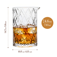 Verre à cocktail professionnel en cristal taillé diamant 730 ml, à parois épaisses, sans plomb, base lourde, pour barman