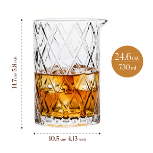 Vaso Mezclador de Cócteles Profesional de Cristal con Corte de Diamante de 730 ml, de Paredes Gruesas, Sin Plomo, Base Pesada, Jarra para Agitar, para Bartender - Product Image 6