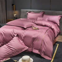 Broderie 100% coton hôtel linge de lit fendu roi housse de couette et taie d'oreiller chinois soie housse de couette