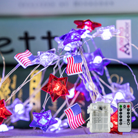 Patriotische Amerikanische Mütze LED-Lichterkette 3M 40L IP44, Batteriebetrieben 8 Modi Timer Außenbeleuchtung Weihnachten 4. Juli OEM