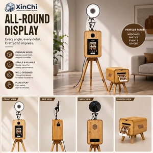 Retro Holz-Fotobox RGB-Farbbeleuchtung HD-Kamera DNP-Drucker 13,3-Zoll-Touchscreen Tragbarer Selfie-Kiosk - Product Image 5