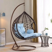 Fauteuil suspendu en forme d'œuf pour extérieur, patio, balcon, hamac en rotin, fauteuil de détente individuel pour intérieur avec support et coussin