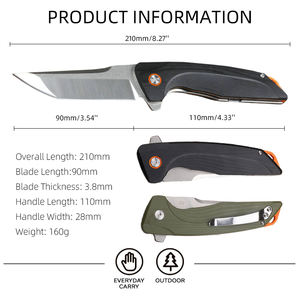Toptan 3.5 ''D2 çelik G10 kolu Tanto EDC taktik avcılık açık kamp için katlanır çakı - Product Image 3