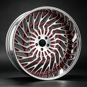 ล้อแม็กซ์แบบ Deep Dish 2 ชิ้น ผลิตจากวัสดุ 6061 T6 ขอบลายเปลวไฟสีแดงเงิน ET10 ET0 เหมาะสำหรับรถยนต์ Rolls Royce Silver Shadow Bentley Sedans - Product Image 1
