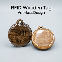Porte-clés NFC en bois de noyer et de hêtre, surface époxyée étanche, programmable, RFID