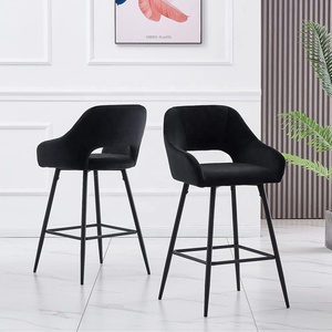 Tabouret <span class=keywords><strong>de</strong></span> bar en velours matelassé à motif losanges, chaise <span class=keywords><strong>de</strong></span> bar rembourrée avec accoudoirs pour la maison, l'hôtel et le café (vente en gros) - Product Image 1