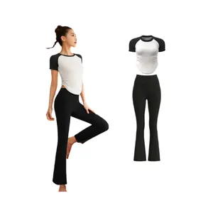 Conjunto de Yoga de dos piezas de alta calidad y de moda correr ciclismo fitness y ropa deportiva delgada y transpirable