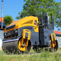 Mini-rouleau compresseur vibrant à double tambour LUHONDDA de 4 tonnes avec moteur, pompe hydraulique, pour asphalte, terre et béton