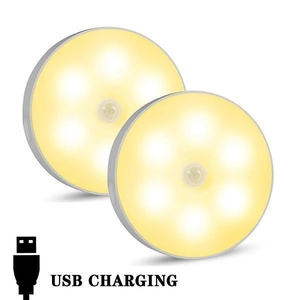 Luces Nocturnas LED Inalámbricas USB, 8 Bombillas, Sensor de Movimiento, Luces para Gabinetes, Dormitorio, Baño, Escritorio, Cuna, Estilo Contemporáneo, Color Blanco, para Hoteles - Product Image 2
