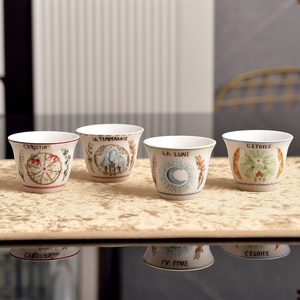 Tazas de Té de Cerámica Pequeñas con Ilustraciones Creativas para Banquetes Familiares, Regalos, Té de la Tarde, Tazas Reutilizables - Product Image 6
