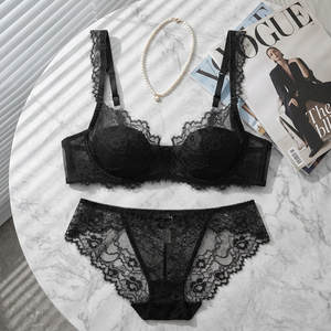 Women's Black Lace Lingerie <b>Set</b> <b>Sexy</b> Push-up Underwire Bra and Panty <b>Set</b> Comfortable Floral Lace Lingerie <b>Set</b> for Women - Product Image 3