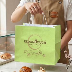 Bolsas de Papel Kraft Personalizables con Asas, Embalaje de Alimentos Reciclable para Galletas, Donas, Postres, Pasteles y Panadería - Product Image 6