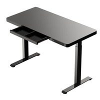 Bureau debout électrique moderne en métal à moteur unique, réglable en hauteur, avec tiroir, noir/blanc, pour bureau à domicile et usage commercial