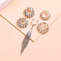 Faux mamelon rond en cristal tendance, 4 pièces, 1 paire, Faux Piercing en acier chirurgical, Faux Piercing, anneau de mamelon, bijoux du corps, sans Piercing, 316L