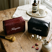 Pochette cosmétique de luxe en similicuir crocodile brillant, sans cruauté, écologique, avec fermeture éclair, organiseur de maquillage pour cadeau