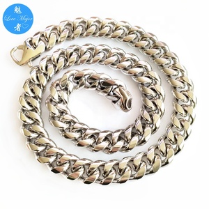Collar <span class=keywords><strong>de</strong></span> joyería <span class=keywords><strong>de</strong></span> acero inoxidable, cadena redonda pulida <span class=keywords><strong>de</strong></span> 16mm <span class=keywords><strong>de</strong></span> ancho, Color plateado - Product Image 1