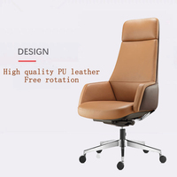 Silla giratoria ejecutiva moderna, precio de fábrica, muebles de oficina ergonómicos para conferencias con Chaise de cuero PU, material de hierro