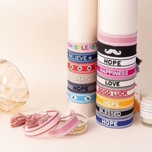 Songfu Factory Customized Women's Jewelry Personalized <b>Name</b> Trendy Italian Embroidery Tassel Webbing Strand <b>Bracelets</b> Gifts - Product Image 2