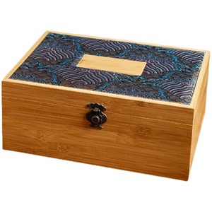 Bamboo Tea <b>Box</b> Rectangle 22x17x13cm <b>Lockable</b> <b>Storage</b> For Tea Set Gift Packaging - Product Image 4