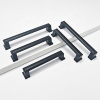 Poignée de porte de placard en alliage d'aluminium noir moderne et minimaliste, à double trou, pour tiroir de meuble, poignée solide