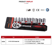 1/4 entraînement 12 pièces CRV mécanique métrique universel Chrome Impact Bit jeu de douilles douilles profondes hexagonale carré Torx clé pour bricolage OEM