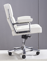Chaise de directeur d'ordinateur en cuir synthétique blanc HY4009