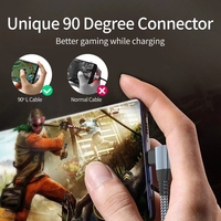 Cable de carga rápida trenzado de nailon 3A PD 60W, Cable USB C a USB tipo C, codo de 90 grados, 1M, 2M, 3M, para Samsung, portátil, teléfonos Android