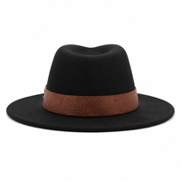 Chapeau Fedora en feutre de laine à large bord avec logo personnalisé, accessoires ceinture, unisexe, pour automne-hiver, voyage, fête, cérémonie, vente en gros usine