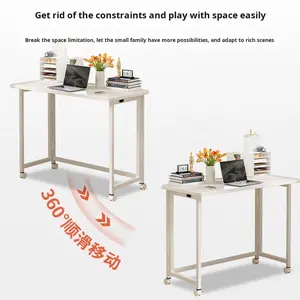 Escritorio de ordenador de madera plegable de altura ajustable para apartamento pequeño y <span class=keywords><strong>estudio</strong></span> en casa de estudiantes No requiere instalación - Product Image 4