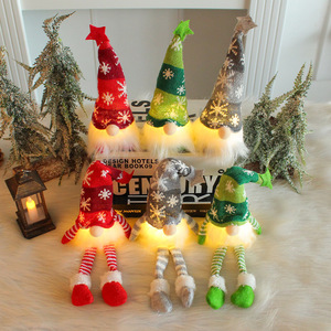 Light up Knitted Christmas Gnome Doll Snowflake Faceless Santa Elf Plush Ornament <b>LED</b> Christmas Decoration Supplies - Product Image 3