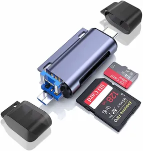 Pembaca Kartu Multifungsi, 3 Dalam 1 OTG Tipe C Mendukung SD + Kartu TF USB C Micro USB 3.0 Kecepatan Tinggi untuk Macbook Laptop