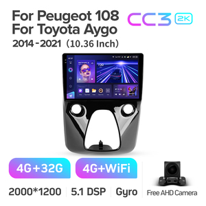Lecteur DVD de voiture TEYES CC3 2K pour <span class=keywords><strong>Peugeot</strong></span> <span class=keywords><strong>108</strong></span> pour Toyota Aygo B40 2014 - 2021 lecteur DVD de voiture de navigation Android 10 pouces - Product Image 2