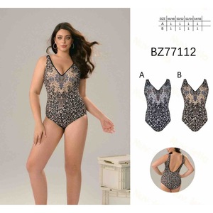 Costume da bagno intero HDJ Plus Size con stampa leopardata, scollo a V profondo, vita alta e controllo pancia, da donna BZ77112 - Product Image 3