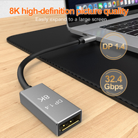 Nouveau A116 8K DP femelle Type C mâle câble adaptateur 32.4Gbps 0.25M plaqué or en alliage d'aluminium PVC 8K USB câble Audio vidéo amplifier