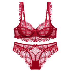 Ensemble de Lingerie Sexy pour femmes, vente en gros, sans éponge, soutien-gorge Transparent, grands <span class=keywords><strong>seins</strong></span>, petit soutien-gorge en dentelle - Product Image 5