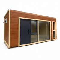 Maison préfabriquée modulaire en forme de pod texturée en bois, pour jardin, séjour ou vacances