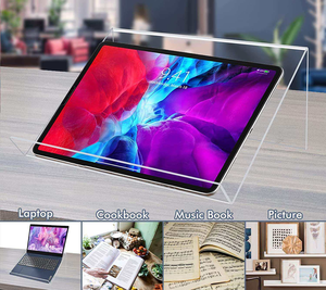 <span class=keywords><strong>Support</strong></span> d'affichage autoportant en acrylique transparent avec rebord de 1,5 pouce, <span class=keywords><strong>support</strong></span> multifonctionnel pour iPad, ordinateur portable, livres, cadres photo, <span class=keywords><strong>support</strong></span> en acrylique - Product Image 6