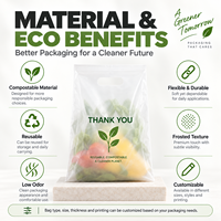 Sac en plastique biodégradable avec poignée, réutilisable, écologique, transparent, pour l'emballage alimentaire