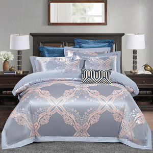 Bán buôn Jacquard sang trọng 100% cotton tấm ga trải giường Quilt Cover Set mềm bộ đồ giường đám cưới bốn mảnh Kit - Product Image 1