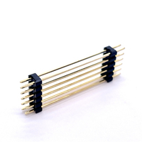 Connecteur de broches mâles pour carte de circuit imprimé (PCB) Soulin plaqué or (ROHS) 2,0 mm, double rangée, en laiton, à broches rectangulaires, 12 broches, à aiguille droite