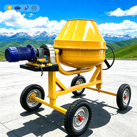 Bétonnière professionnelle portable à moteur diesel/essence/électrique, moteur 5 kW, tambour inclinable à manivelle pour la construction