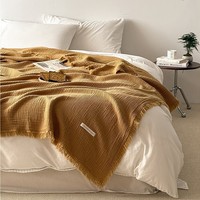Plaid en coton super chaud, doux, respirant, avec franges décoratives, pour lit et canapé, certifié OEKO-TEX, tons terre, lavable en machine