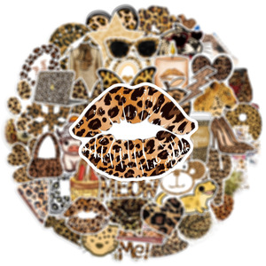50PCS Fashion <strong>preppy</strong> girl cheetah leopard print <strong>sticker</strong> - Product Image 3